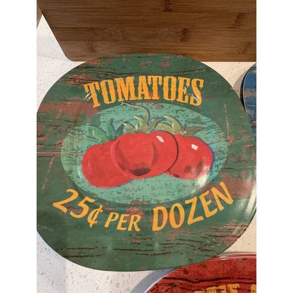 Melamine Square‎ Plates Garden Sunflower Fresh Cream Tomatoes Sweet Corn (10) - Picture 3 of 10